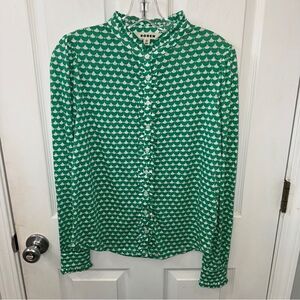 Boden Green and White Carolina Jersey Shirt- 4- like new!